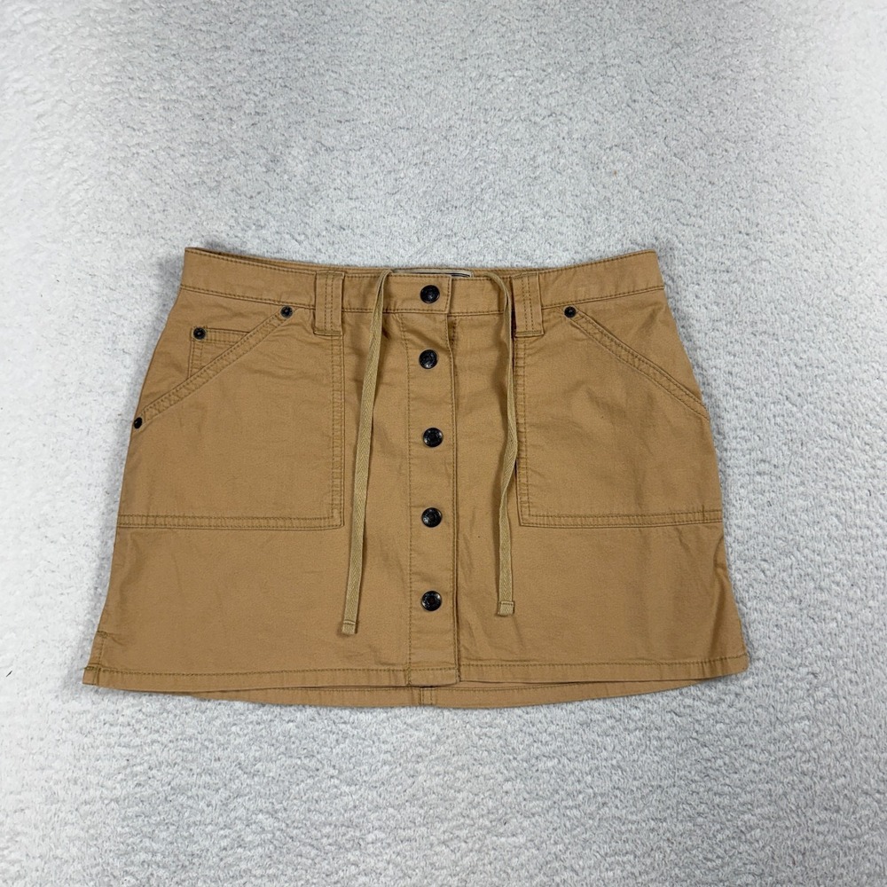 ABERCROMBIE & FITCH Snap Front Skirt Women's XS (W29) Khaki Tie Waist NWT 75$